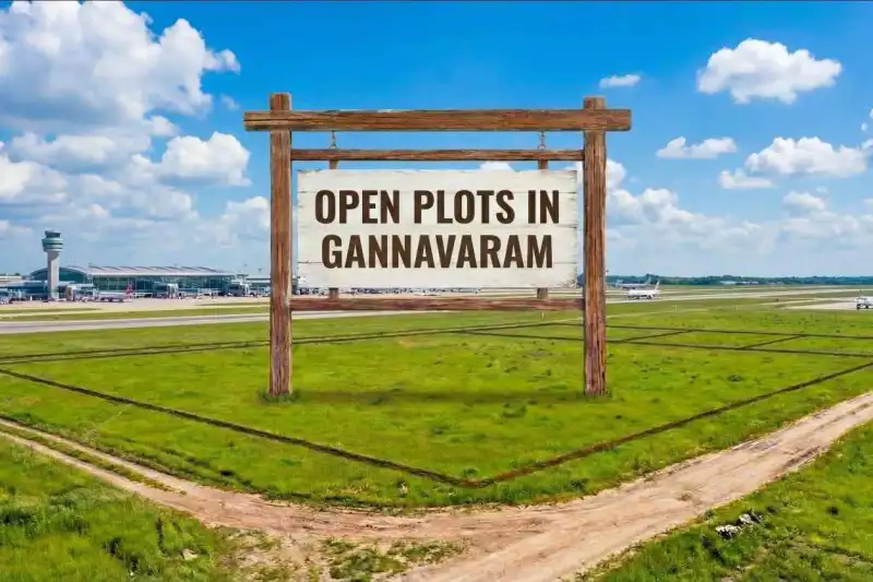 Open plots in Gannavaram – aerial view of CRDA approved residential layout near airport