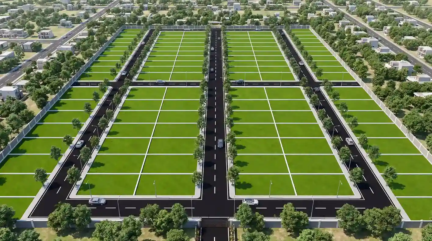 Open plots in Nellore – aerial view of residential layout near Krishnapatnam industrial corridor