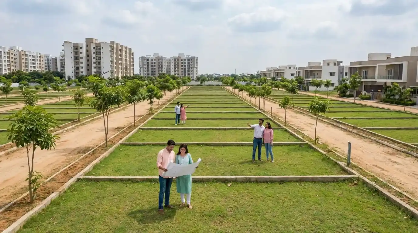 CRDA approved villa plots in Pedamadduru with modern infrastructure and wide roads