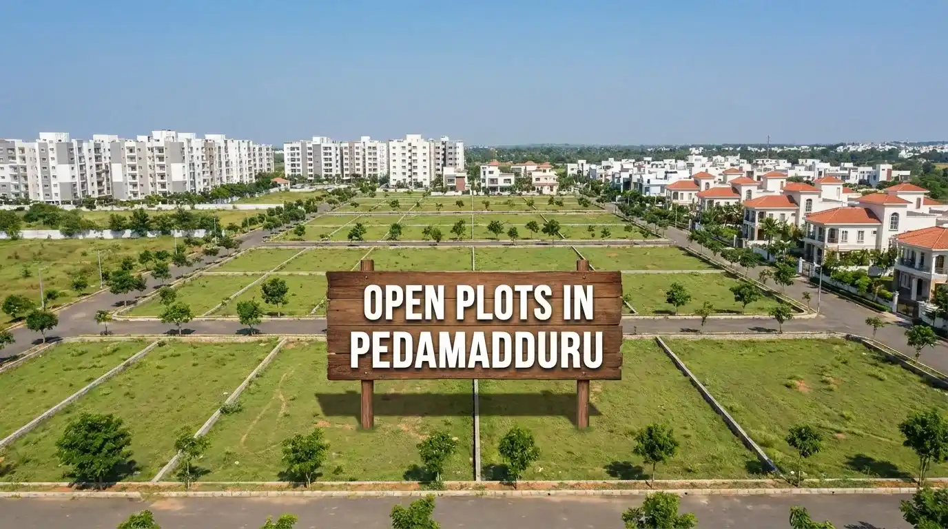 Residential villa plots for sale in Pedamadduru with landscaped gardens